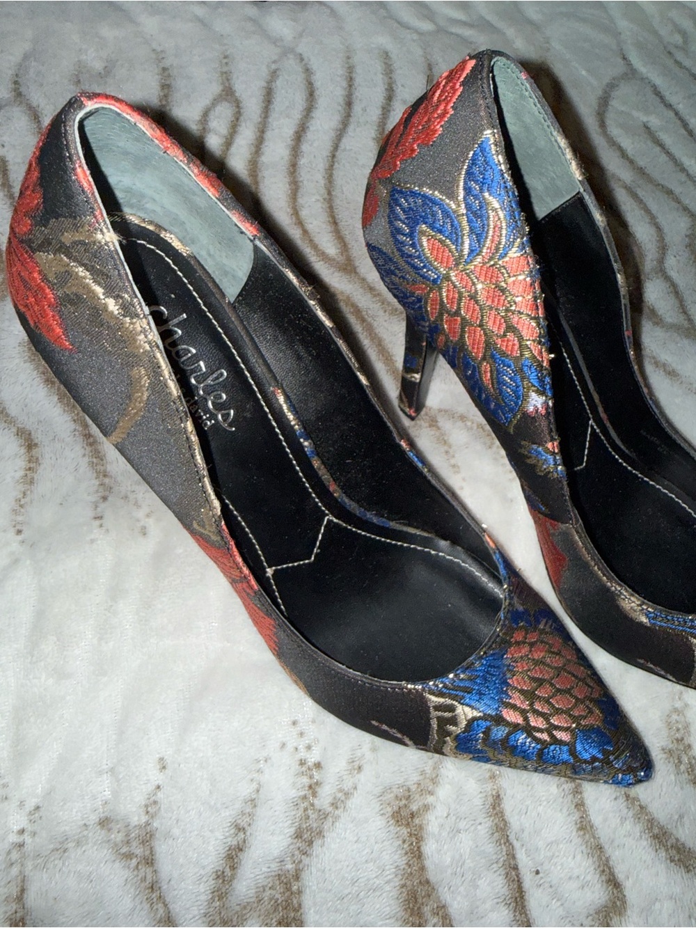 Charles David Multicolor Floral Brocade Pointed-Toe Pumps - Picture 3 of 4